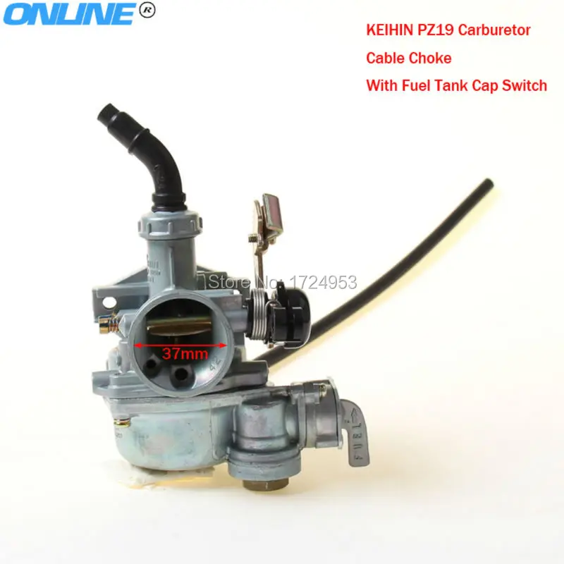 Motorcycle 19mm Carb Keihin Cable Choke Carburetor PZ19 For 50cc 70cc