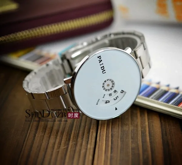 New Fashion Paidu Good Quality Men Women Unisex Lady Girl Funny Wheel Black White Dial Quartz Wrist Watch Wristwatch Hour