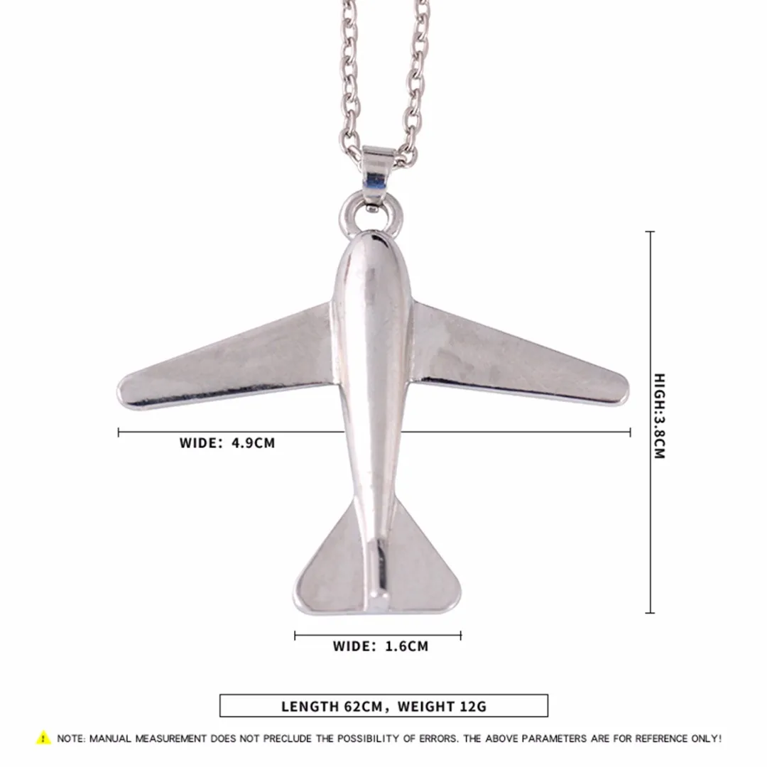 Hip Hop Unisex Gold/Silver Long Sweater Chain Plane Chic Airplane Aircraft Pendant Necklace Charms Punk Jewelry Accessories Gift