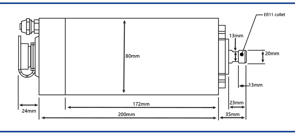 1,5 кВт ER11 мотор шпинделя с водяным охлаждением 4 шт. подшипники 80x200 мм 0-24000 об/мин Точность 0,01 мм для ЧПУ деревообработки
