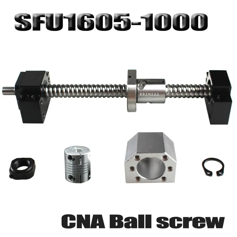 Шаровой винт 1000 мм SFU1605 свернутый шариковый C7 с концевой обработкой + 1605 шаровая