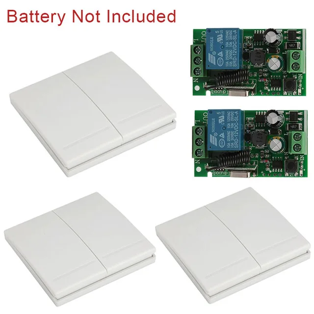 

433 Mhz Wireless AC 110V 220V 1CH Remote Control Switch RF Relay Receiver + RF 433Mhz 86 2 CH Wall Panel Remote Switch