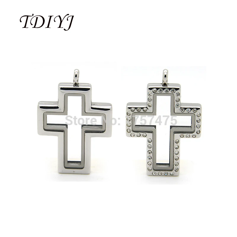 

TDIYJ 10pcs Top Selling Mixed 30mm*38mm Magnetic Stainless Steel Cross Floating Locket for Women Pendants