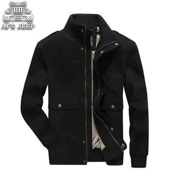

AFS JEEP Brand Fur inside Men Jackets Autumn Winter Warm Plus Velvet Stand Collar Casual Coats Plus Size 5XL Cargo Vintage Cloth
