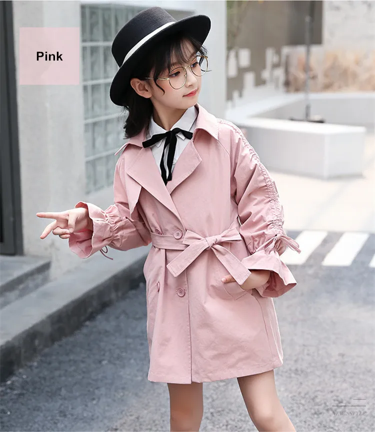 new style girls clothes teens windbreaker children long outfit coat princess trench coats 04