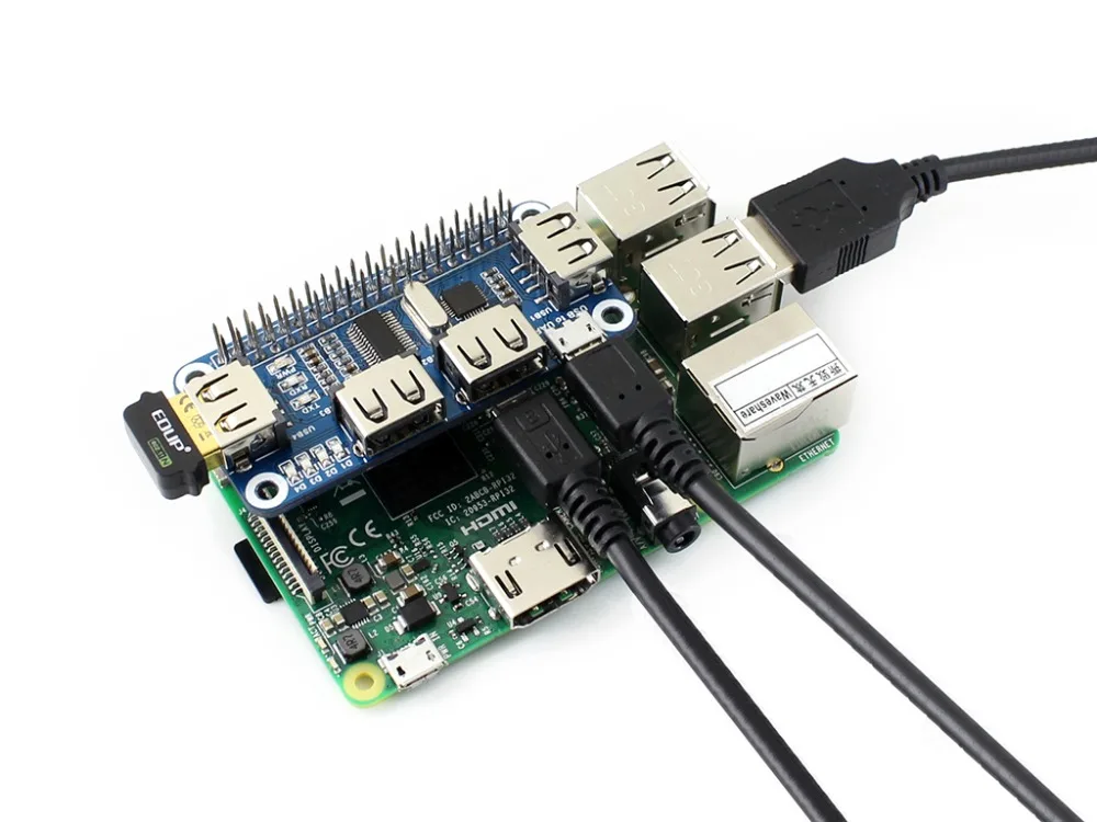 4 Port USB HUB HAT for Raspberry Pi Zero / Zero W, USB to UART Onboard compatible with USB2.0/1.1