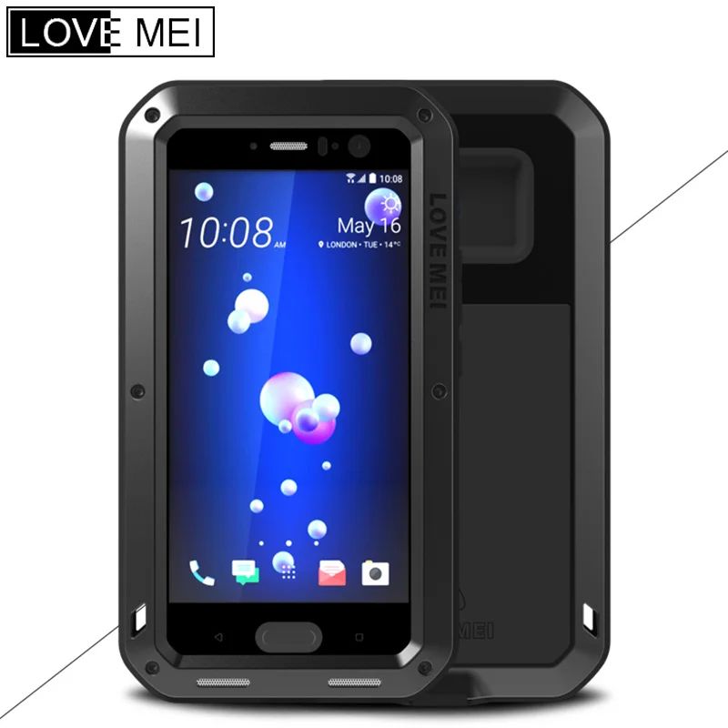 

LOVE MEI Powerful Aluminum Metal Armor Case For HTC U11 Luxury Doom Waterproof Shockproof Heavy Duty Cover Cases for HTC U11