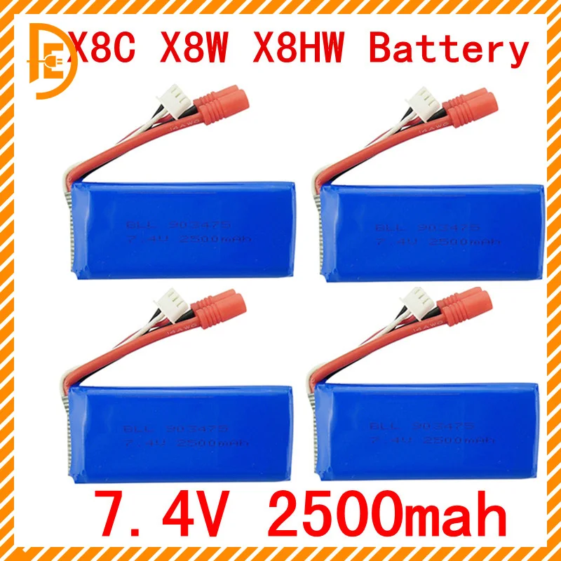 4 шт. новый большой Батарея SYMA X8C X8W X8G X8HC X8HG X8HW 2 S 7.4 В 2500 мАч 25C lipo батарея вертолет |