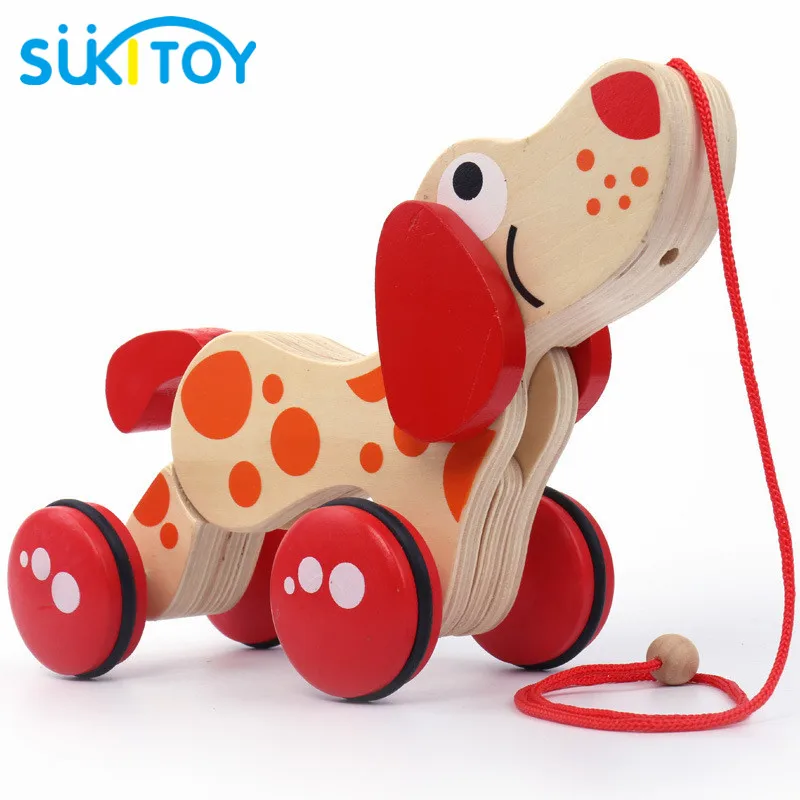 

Montessori Wooden Draggable Puppy Toy Kids Toys For Children Oyuncak Brinquedo Juguetes Brinquedos Oyuncaklar