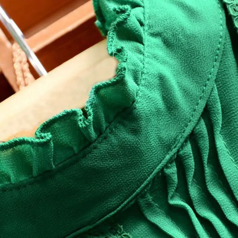 2016 New Fashion Summer Style Vogue Lady Women Ruffle Sleeve Neck Slim Fitted Shirts Casual Office Lady Tops Blouse Tee 2 Colors Blouses