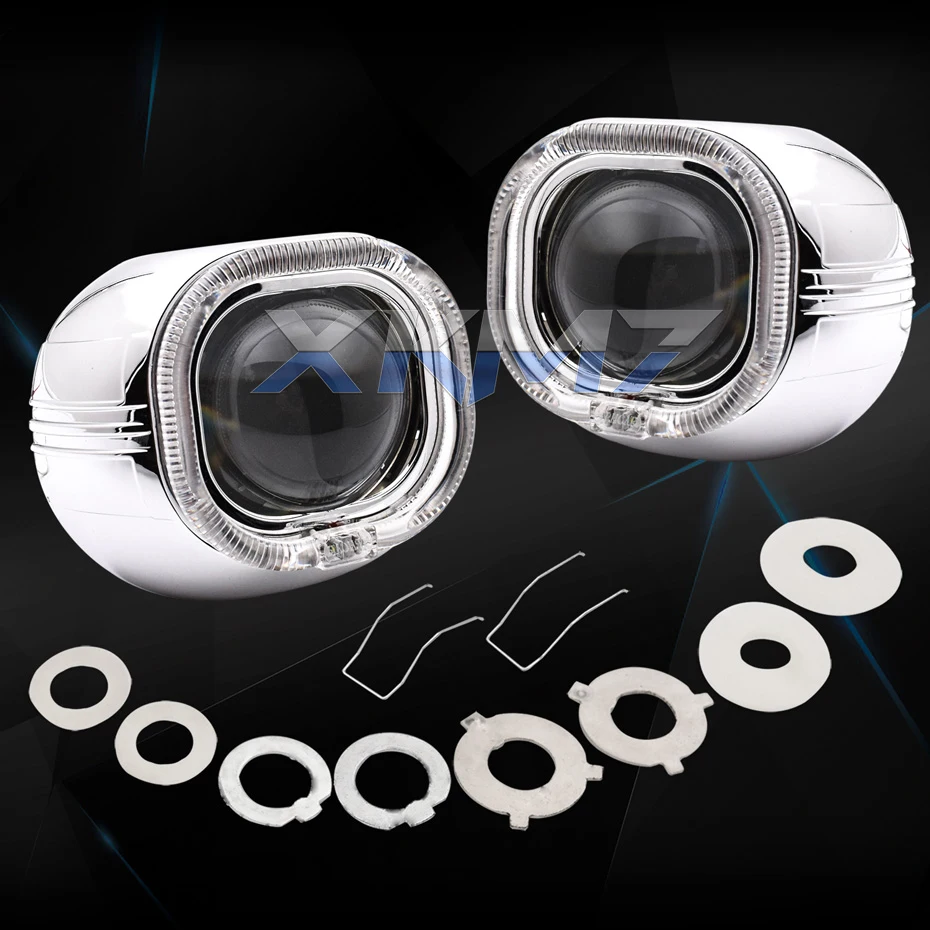 Би-ксенон HID проектор фары линзы квадратные ангельские глазки DRL Halo супер 3,0 H1 металлические линзы для H7 H4 автомобилей Аксессуары для модернизации
