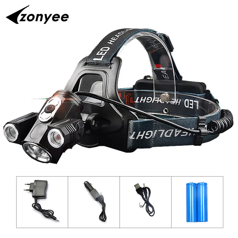 

T6 LED Flashlight 8000 Lumen LED Headlamp 360 Degree Rotating Adjustable Head Bike Riding Light Lamp Camp Hike Fishing Headlight
