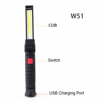 

Rechargeable Foldable COB LED LIGHT Lamp Torch Flashlight USB Work Light COB Flashlight