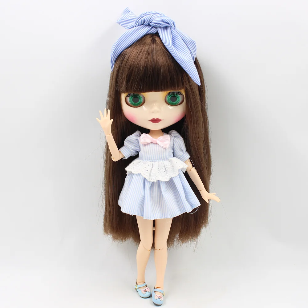 Ледяной обнаженный Blyth кукла No. BL0057-5000 коричневый прямые волосы с челкой сустава тела белая кожа BJD