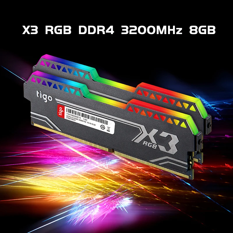 X3 RGB DDR4 8G 3200MHz Настольный игровой ОЗУ 288 PIN 1,35 V Электронный СПОРТИВНЫЙ ИГРОВОЙ светильник RGB Память ram для настольного ноутбука