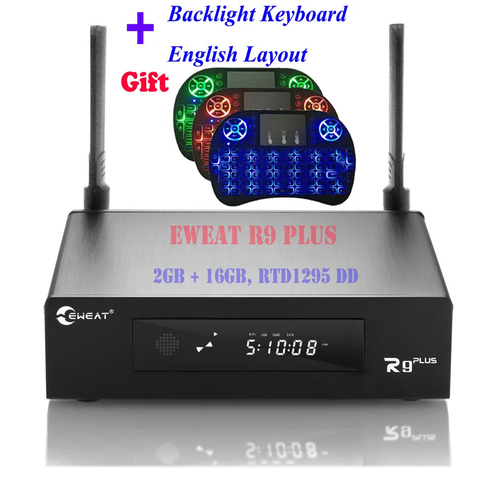 ТВ приставка EWEAT R9 Plus 2 Гб + 16 ГБ Android 6 0 OpenWRT(NAS) Realtek RTD1295 4G/ Wi Fi Bluetooth медиаплеер