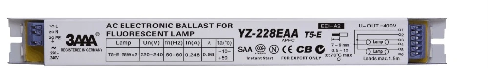 220-240V T5 электронный балласт YZ-228EAA YZ-328EAA T5-E 2*28W 3*28W Высокое качество выпрямителя Для T5 28W Хо флуоресцентная лампа в виде трубки