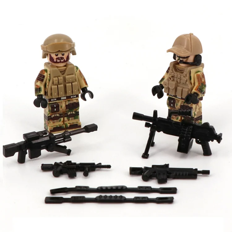

1 Set Military Army WW2 Camo Soldiers Model With Helmet Weapon Building Blocks Special Force Gun Toys Military Figures X181