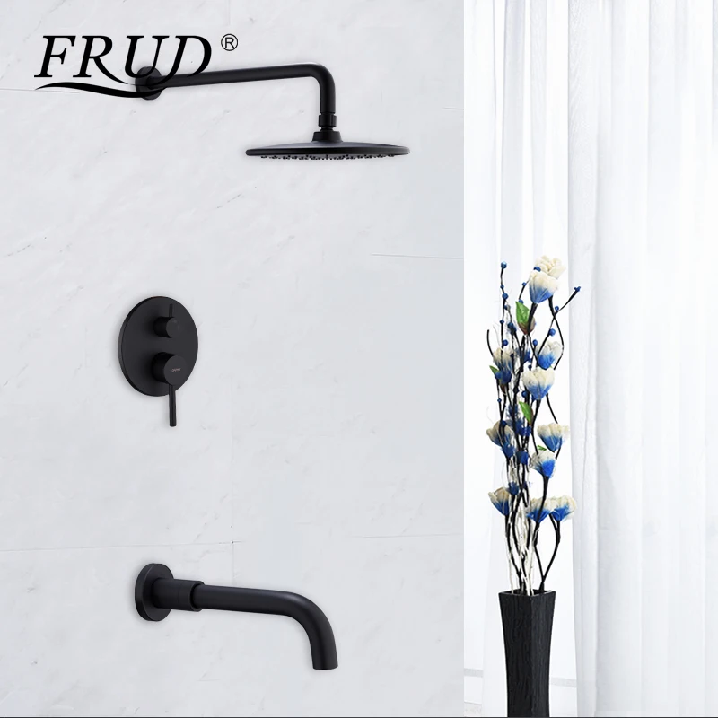 

FRUD shower faucet rainfall shower sets luxury bathroom shower mixer black waterfall bath faucets concealed shower set