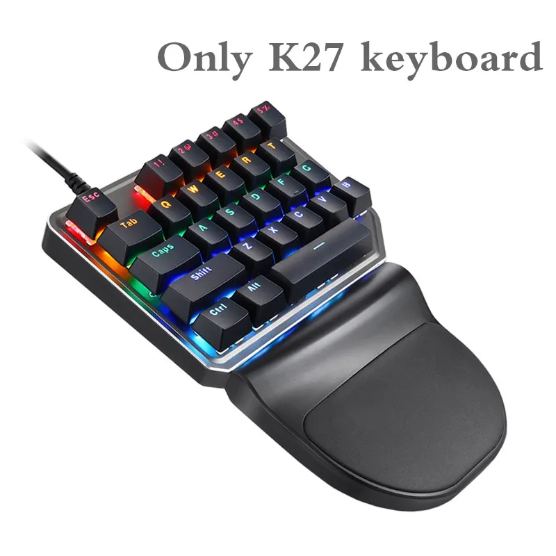 Motospeed механическая клавиатура K27 с 27 клавишами, одна рука, подсветка, USB проводная игровая клавиатура и мышь, набор для компьютера, ноутбука - Цвет: K27 keyboard