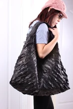 Free shipping Leather bag Messenger Bags size 55.5*64.5*16.5cm women black big size