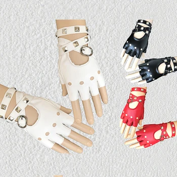 

New short PU leather gloves gothic punk cool lady girl Sexy Disco dance rock-and-roll fingerless gloves