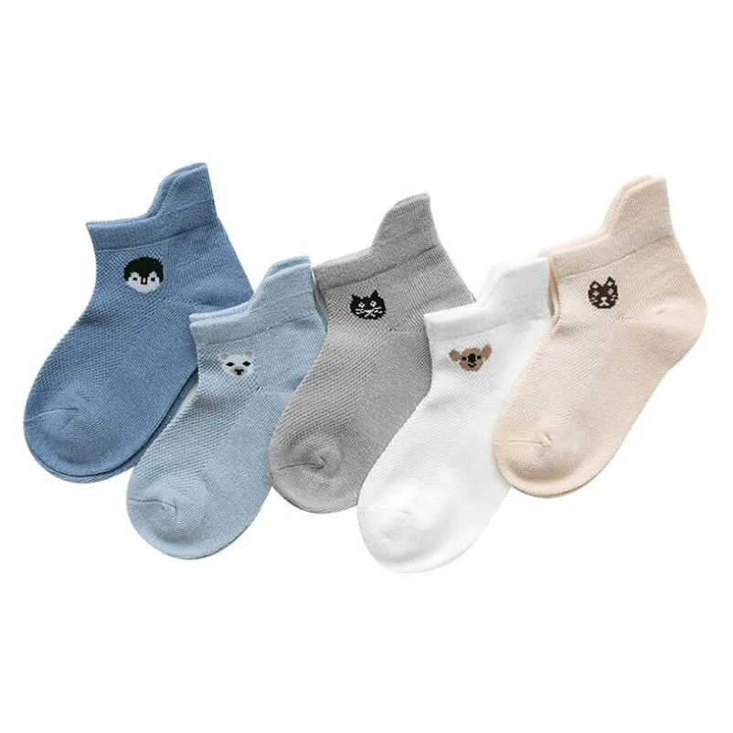 5 Pairs/lot Baby Socks Summer Mesh Breathable Cotton Infant Socks Children Kids Boys Girls Short Sock 0-3 Years