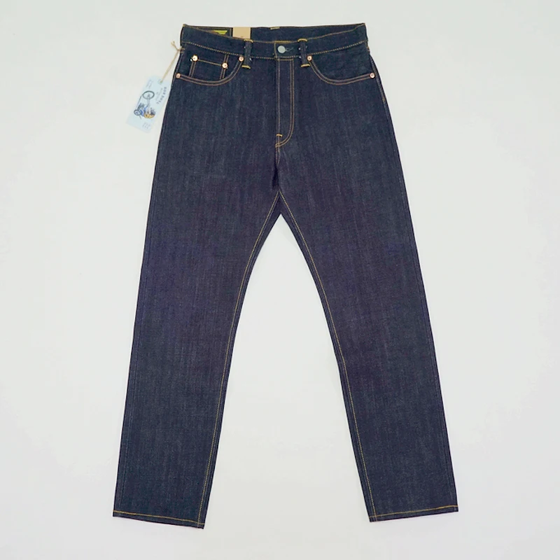 BOB DONG 23oz Flash Back Pockets Motorcycle Style Men's Jeans Selvage Denim Blue 2