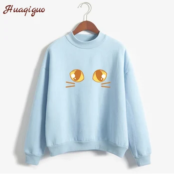 

2017 Autumn Winter Women Hoodies Long Sleeve Fleece Turtleneck Female Harajuku Sweatshirt Girls Kawaii Print Casual Pullover