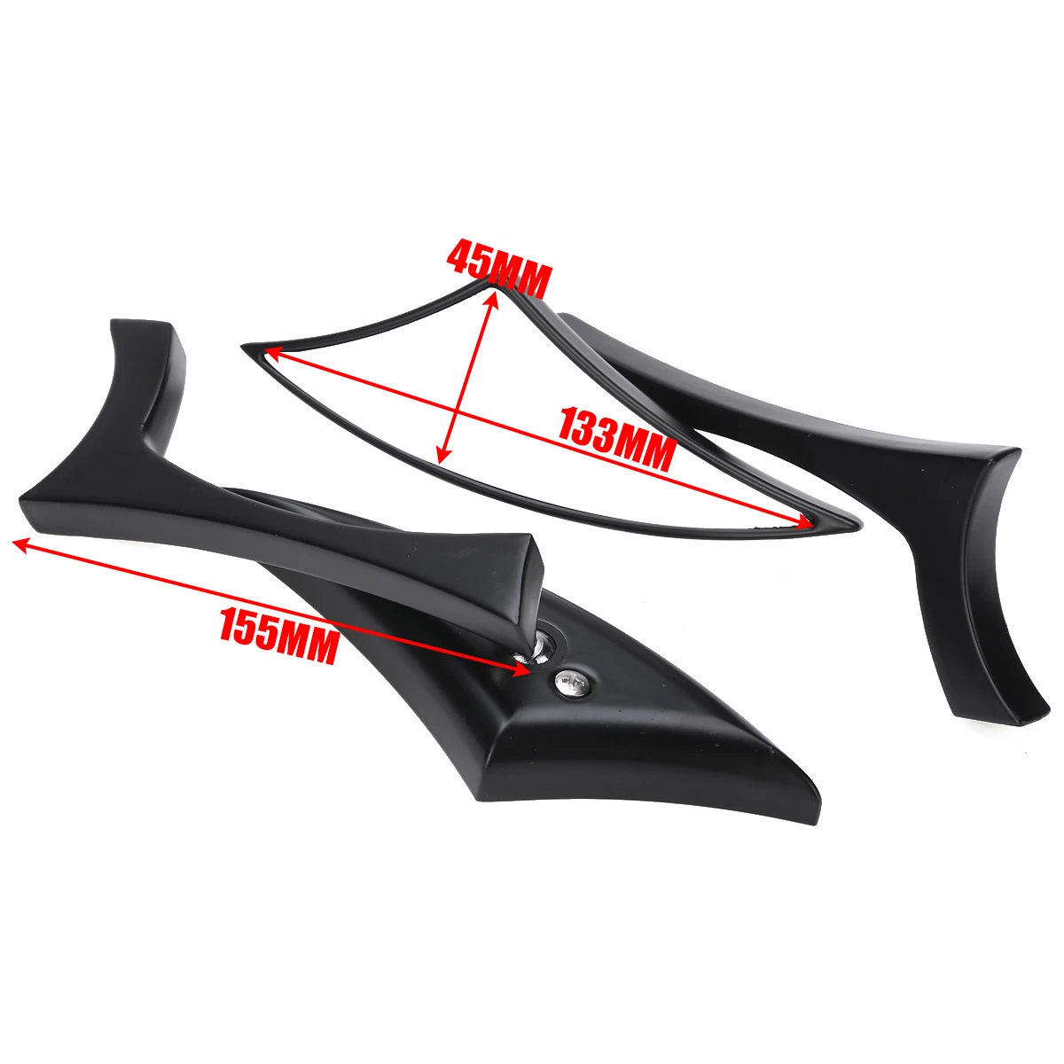 Mayitr 1Pair ABS Integrated CNC Aluminum Rearview Mirrors Black Side Mirror For Motorcycle Cruiser Chopper 8/10MM