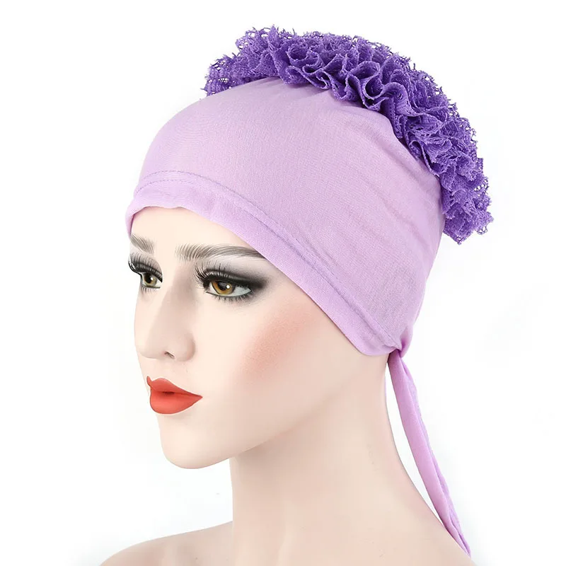 Стиль цветок Мусульманский Исламский хиджаб внутренняя шапка s Beanie шапка тюрбан для сна шапка s чепчик
