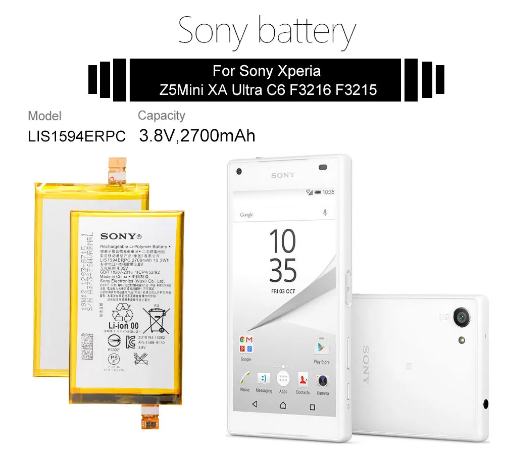 Sony LIS1594ERPC телефон батарея 2700 мАч для sony Xperia Z5 compact Z5mini Z5 Mini E5823 E5803 запасная батарея