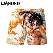 LIASOSO летние новые мужские и женские модные 3D принты Аниме one piece Portgas D Ace шорты пляжные Фитнес хип хоп Спортивные штаны A234-01