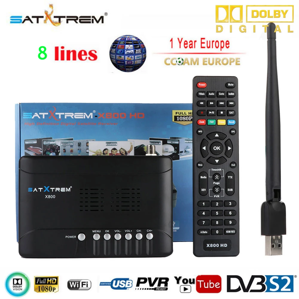 Satxtrem X800 HD спутниковый ресивер Full 1080P с USB WiFi испанская камера DVB-S2 поддержка Ccam iks Youtube powervu телеприставка