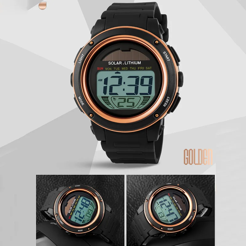 Buy Digital Watch Solar Power Sports Watch Men Shock Digital Water Resistant