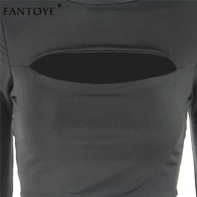Fantoye, повседневная Водолазка с длинным рукавом, открытая женская футболка, короткий топ с длинным рукавом,, Осень-зима, Клубная одежда, пуловер, топы