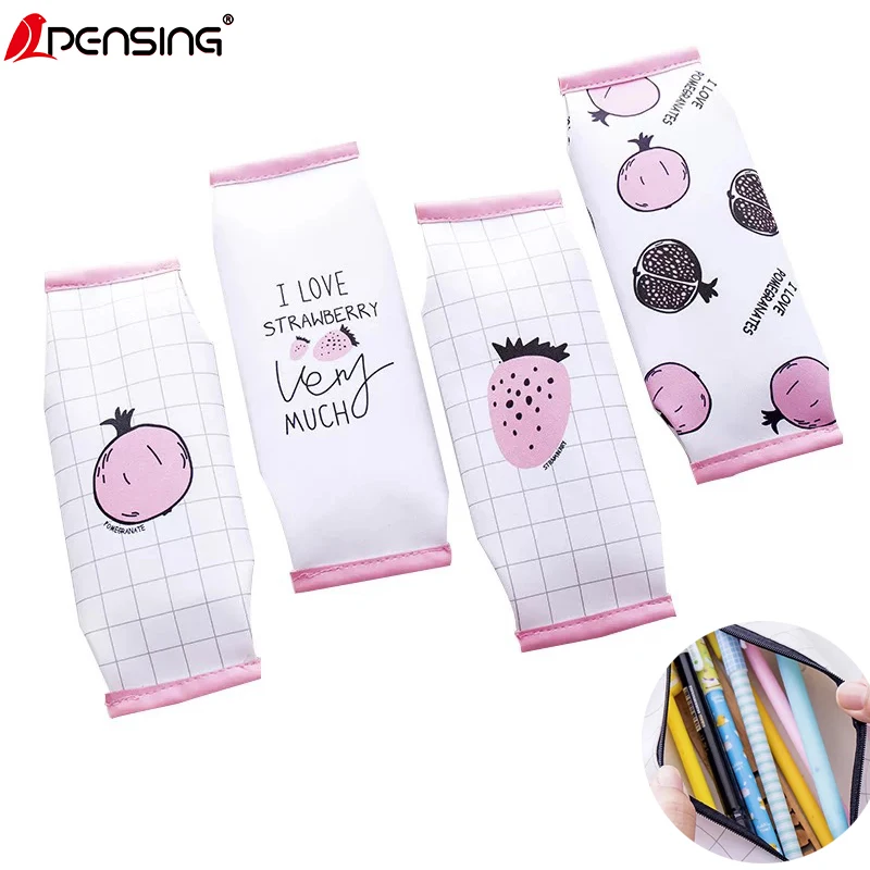 Kawaii милый розовый клубника сумка для карандашей пакет estuche escolar estojo menina papeleria bonita