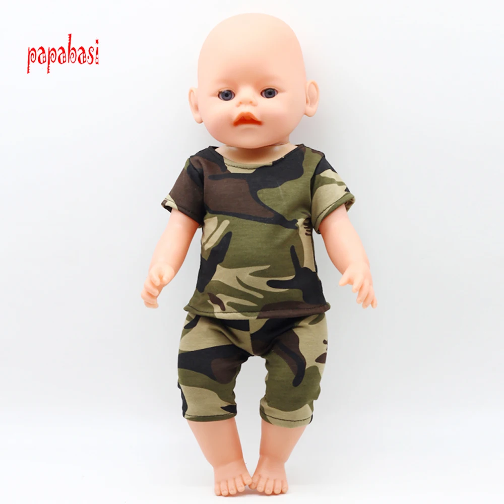 1Set Doll Camouflage Battle Fatigues Doll Clothes Fit 18 Inch American Girl Dolls 43cm Baby Born