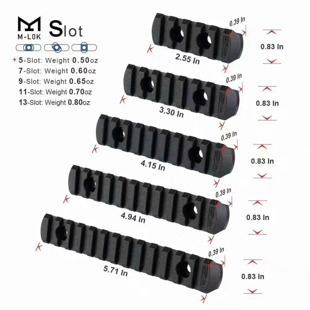 Tacitcal черный M-LOK 3-5-7-9-13 слотов(5 шт в 1 упаковке) рельсовая планка для наружного охотничий как в CS Wargame Scope Mount