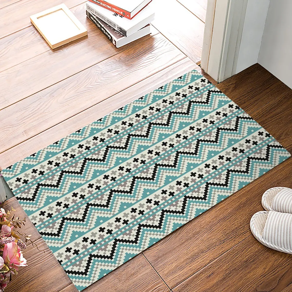 Vintage Bohemia Decorative Pattern Door Mats Kitchen Floor Bath Entrance Rug Mat Absorbent Indoor Bathroom Rubber Non Slip