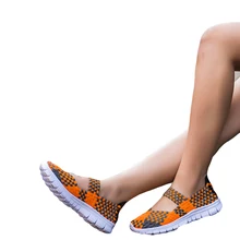 Летние женские туфли на плоской подошве; Женская тканая обувь; кроссовки на плоской подошве; женские балетки на плоской подошве; лоферы из ЭВА; женские слипоны