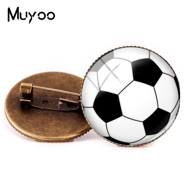 

2018 New Style Soccer Ball Brooch Pin Football Brooches Glass Dome Pins Gifts Sports fans Soccer Brooch Handmade Jewelry