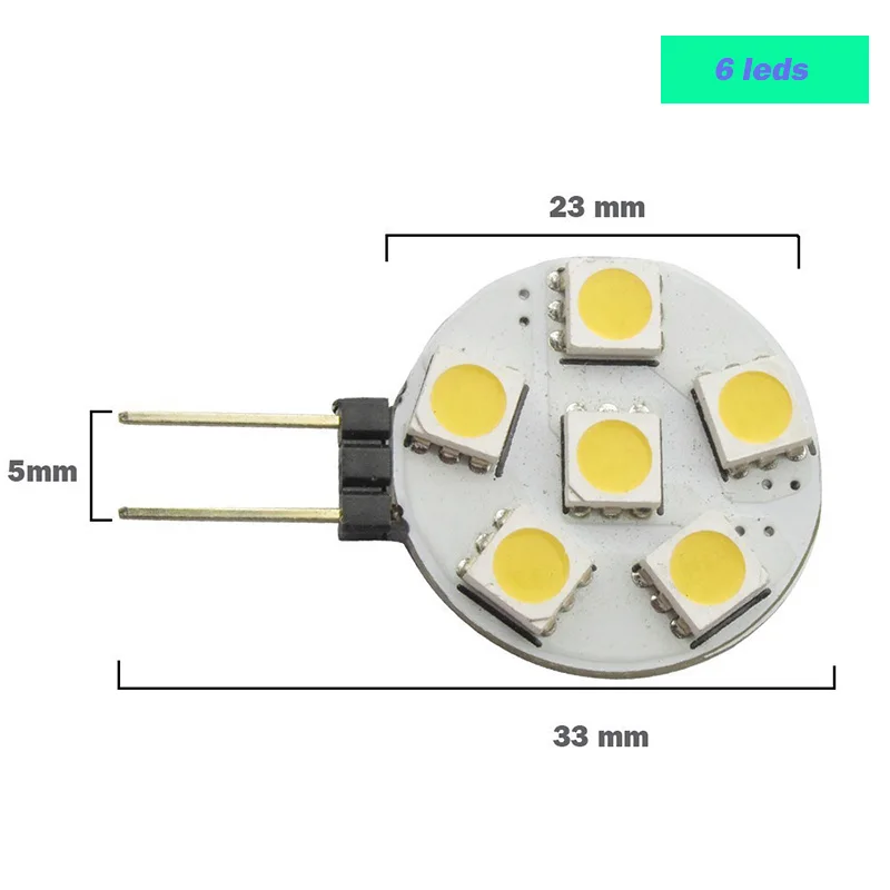 Промо-акция! 5 шт. G4 светодиодный светильник 1 Вт 3 Вт 5050 SMD светильник Кукуруза лампы морской Camper лодки RV светильник белый теплый свет, 6/9/12/24 светодиодный DC12V