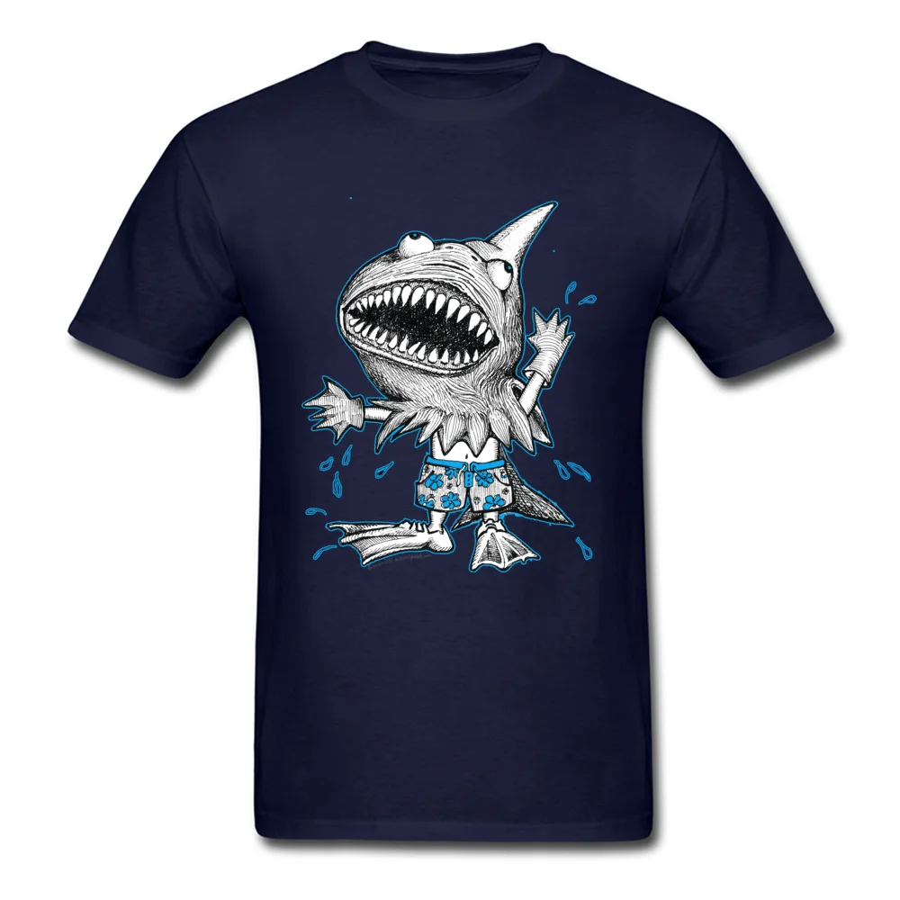 Classic Man Tops & Tees Land Shark Halloween Costume Top T-shirts Cotton Round Collar Short Sleeve T-Shirt Printed On Land Shark Halloween Costume navy