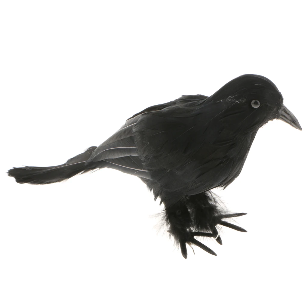 MagiDeal Creative Fake Black Feathered Foam Crows Birds Ravens Halloween Decor Props Craft Garden Yard Decor Ornament 