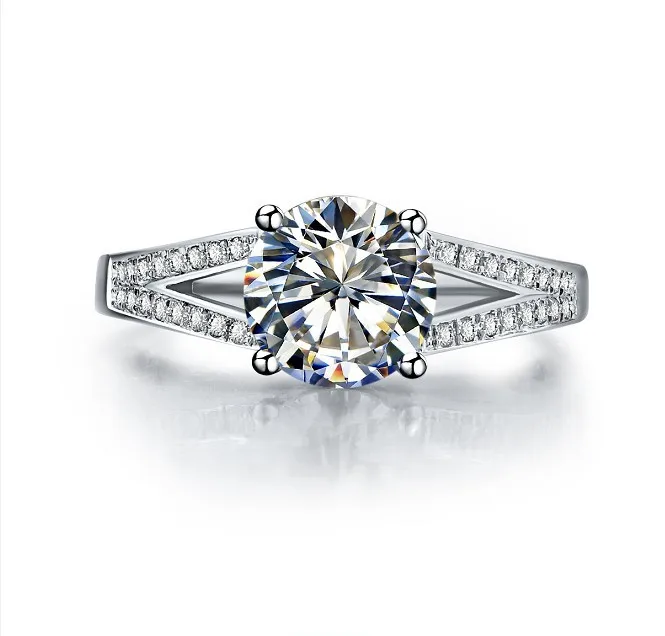 

Charming Real Moissanite Jewelry Test Positive 2CT Solid 585 White Gold Engagement Ring Synthetic Gemstone Jewelry 14Karat Gold