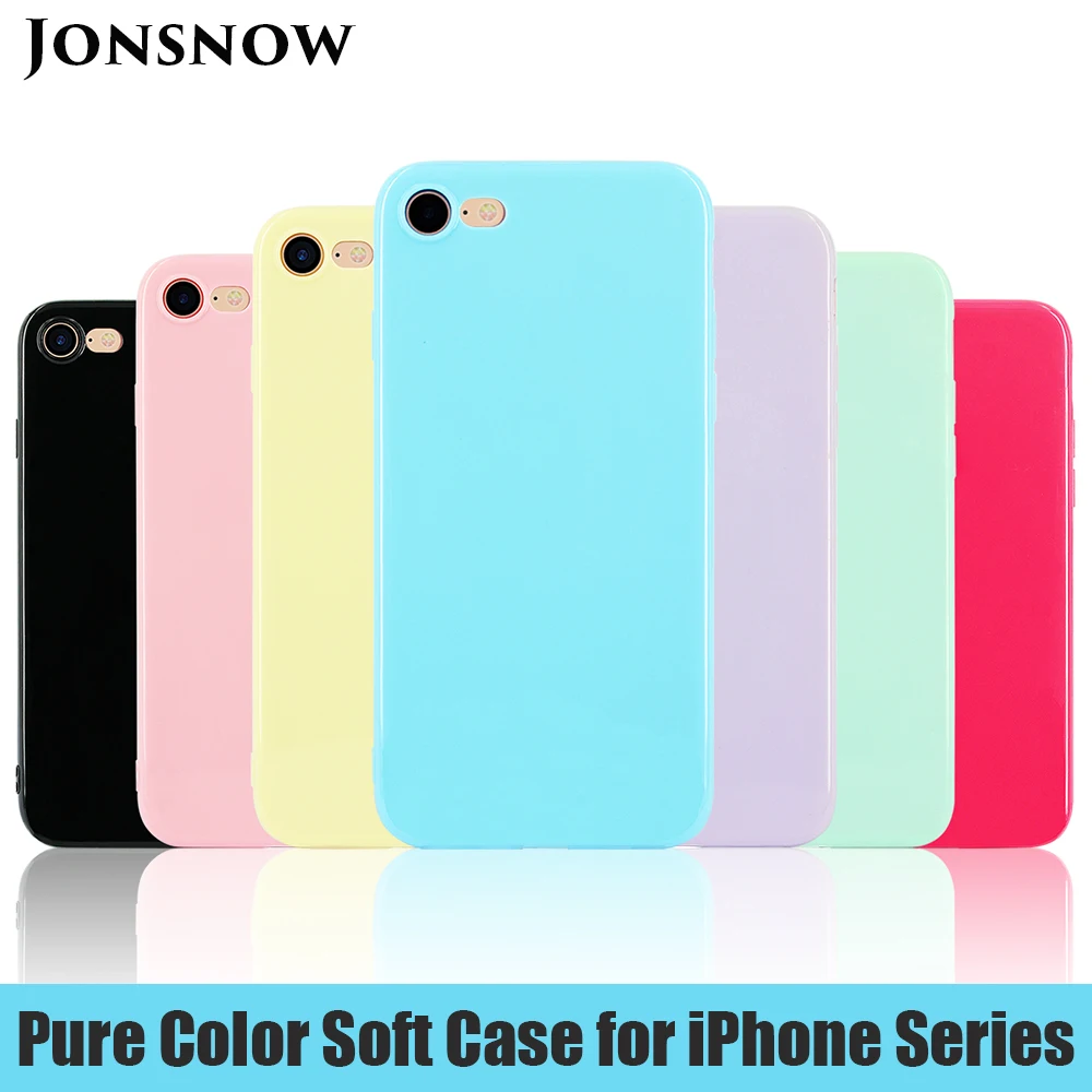 8pcs/Lot Pure Color Glossy Case for iPhone 7 8 6S 6 Plus 5S SE Soft Skin Gel Back Protection Cover X XR XS Max Cases |