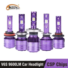 OKEEN V6S H4 светодио дный фар автомобиля CSP H1 H3 H4 H7 H11 H13 9004 9005/HB3 9006/HB4 9007 Turbo 9600lm 90 Вт авто лампы налобный фонарь