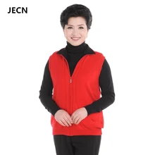 Осенне-зимний вязаный жилет с отложным воротником для мамы без рукавов, Свободный теплый жилет, модный жилет