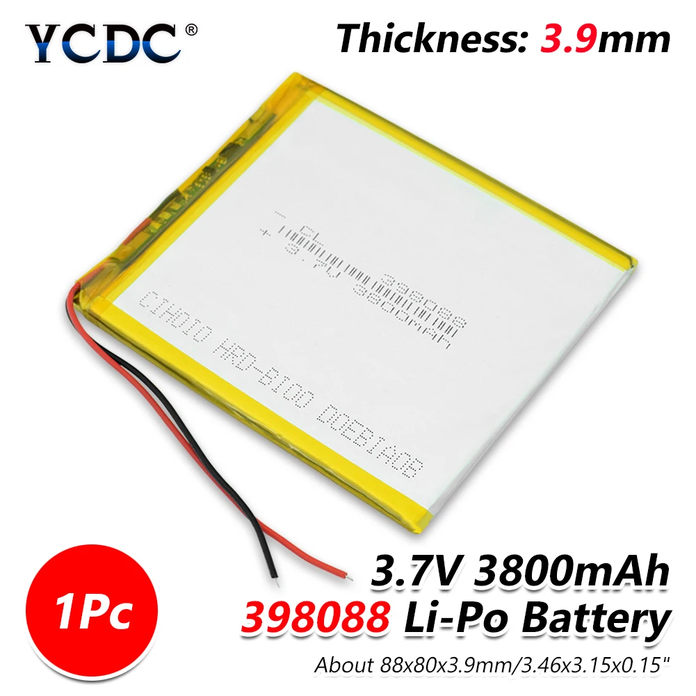 1/2/4 шт 3 7 V 3800mAh литий полимерный аккумулятор Батарея 398088 для DVD планшет PDA MIDTablet gps